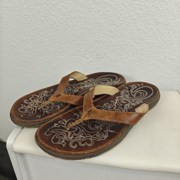 Olukai Paniolo Women’s Premium Leather Sandals In Natural Size 9 Women's - Picture 4 of 12